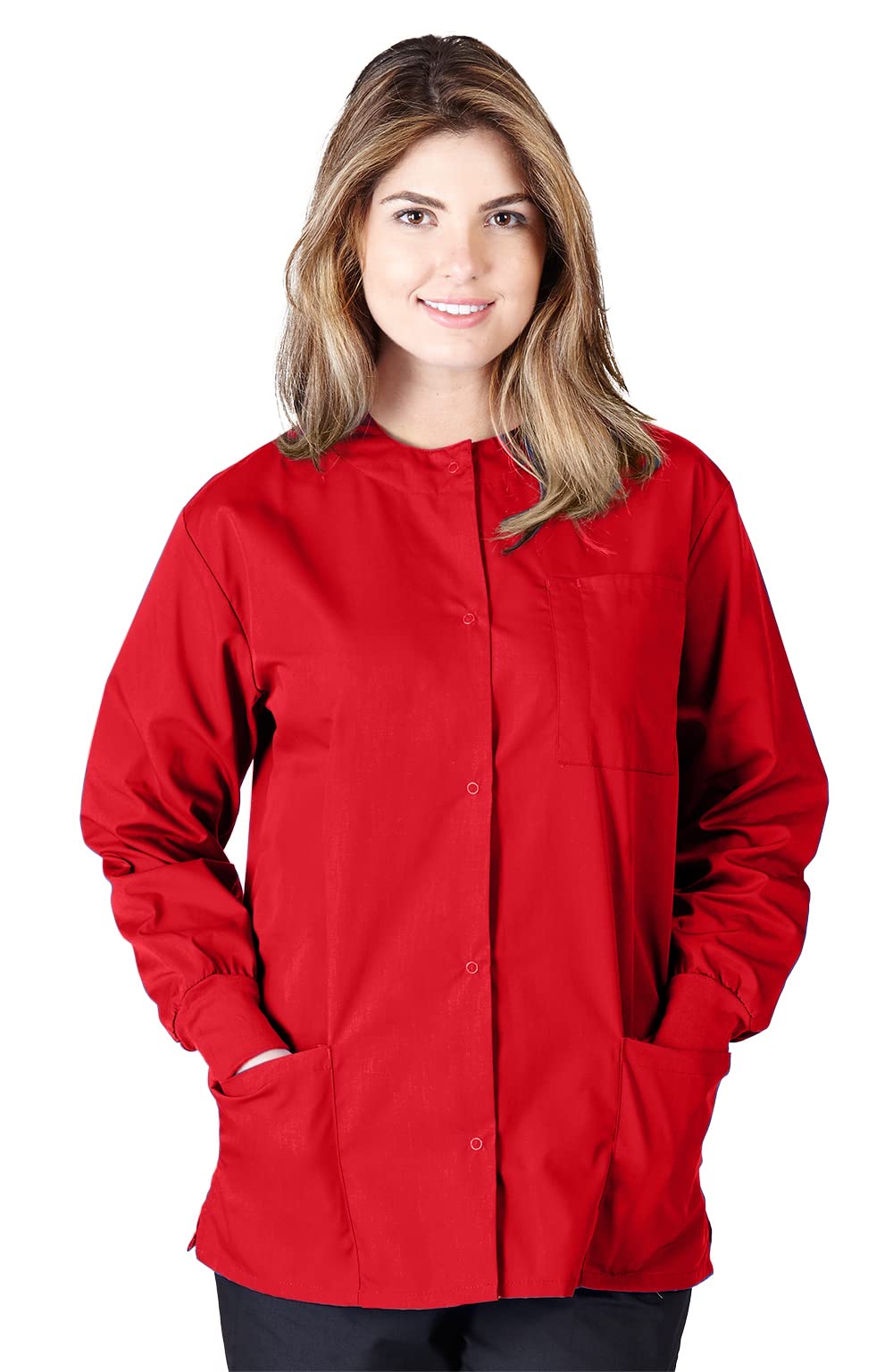 Natural Uniforms Warm Up Scrub Jacket-Red-X-Large
