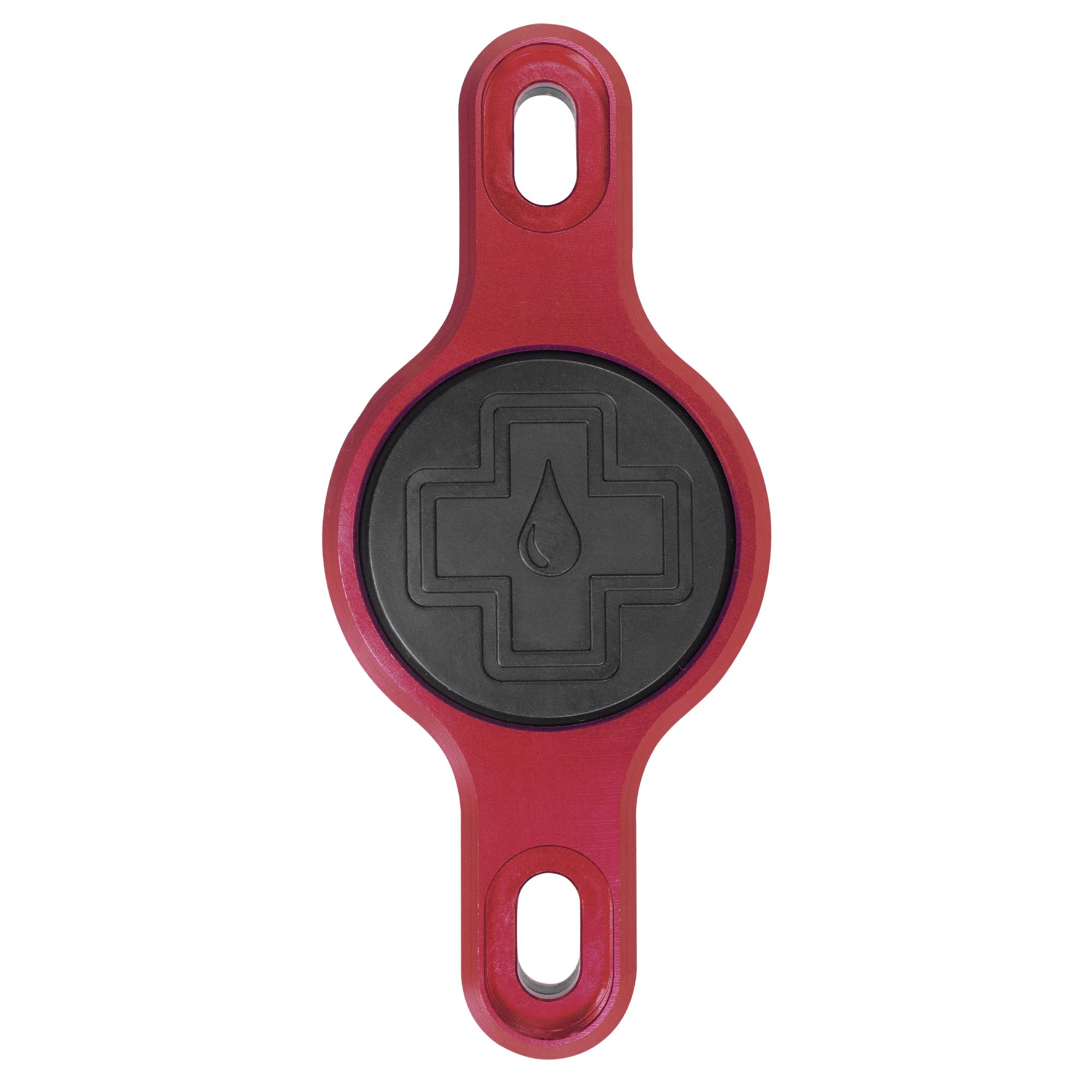 Muc Off Secure AirTag Holder - Machined Aluminium Mount Compatiable with Apple AirTag - Fits Standard Bottle Cage - Anti-Theft Security Bolts - Reduces Tracker Rattle - Red