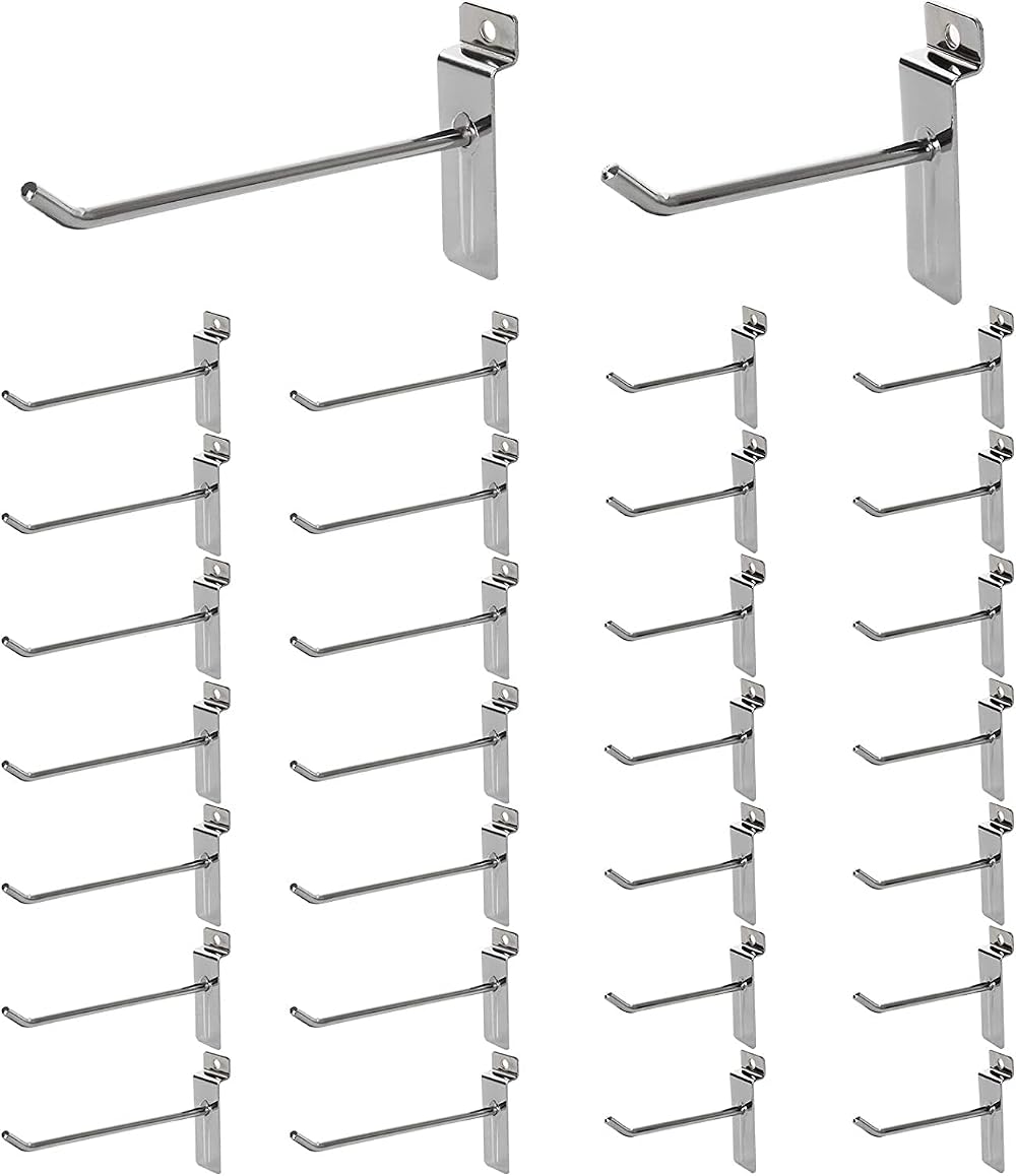 MYOYAY 100x 15cm Slatwall Hooks 3KG Load 4.2mm Thick Metal Pegboard Display