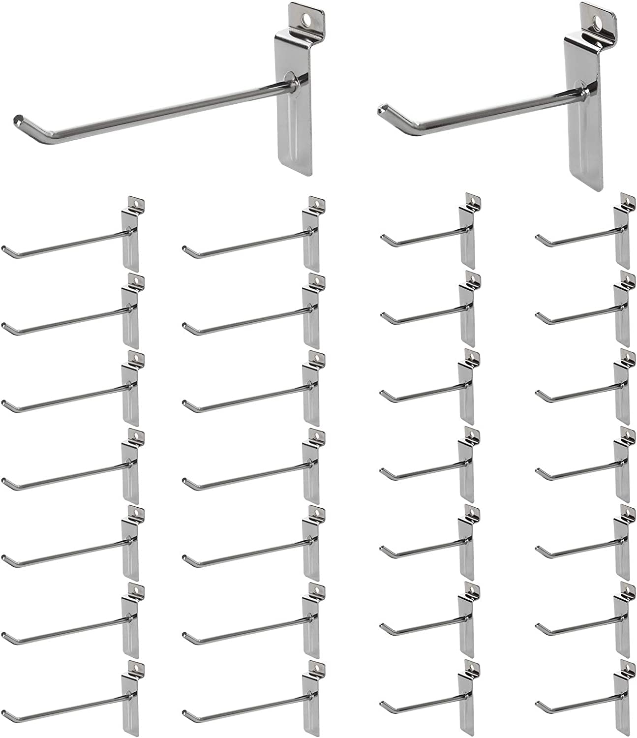 100PCS Slatwall Hooks 15cm Pegboard Hooks Load Capacity 3KG Panel Display Hooks 4.2mm Thick Single Prong Metal Wall Hanging Hook for Supermarket Shop Garage Retail Shop Display