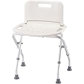 Folding Bath Seat with Back Support, Portable Shower Bench, White | White