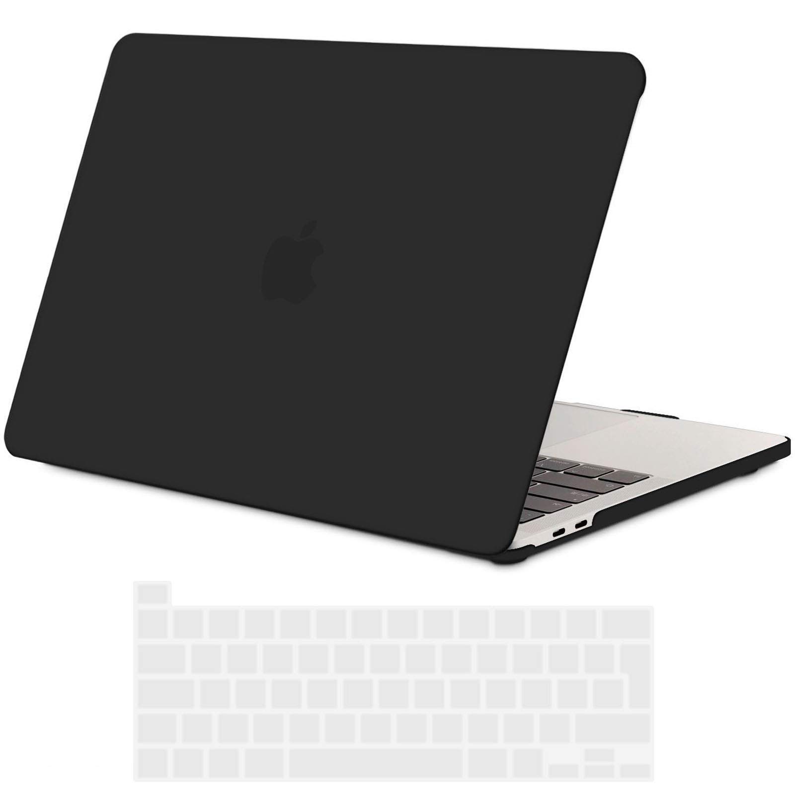 TECOOL Case compatible with MacBook Pro 16 inch 2019 2020 (A2141) with Touch Bar, Plastic Snap On Hard Shell Cover & UK EU Keyboard Protector, Black (Matte)