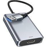 GANA USB to HDMI Adapter, Premium Aluminum USB to HDMI Converter Cable for Audio, 1080P Video & Graphics, Compatible with PC,