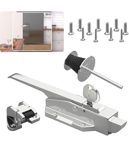 Safety Latch Handle Kit For Walk-in Cooler Doors - 304 Stainless Steel, 3.9" Inside Release, Offset Strike - View #4