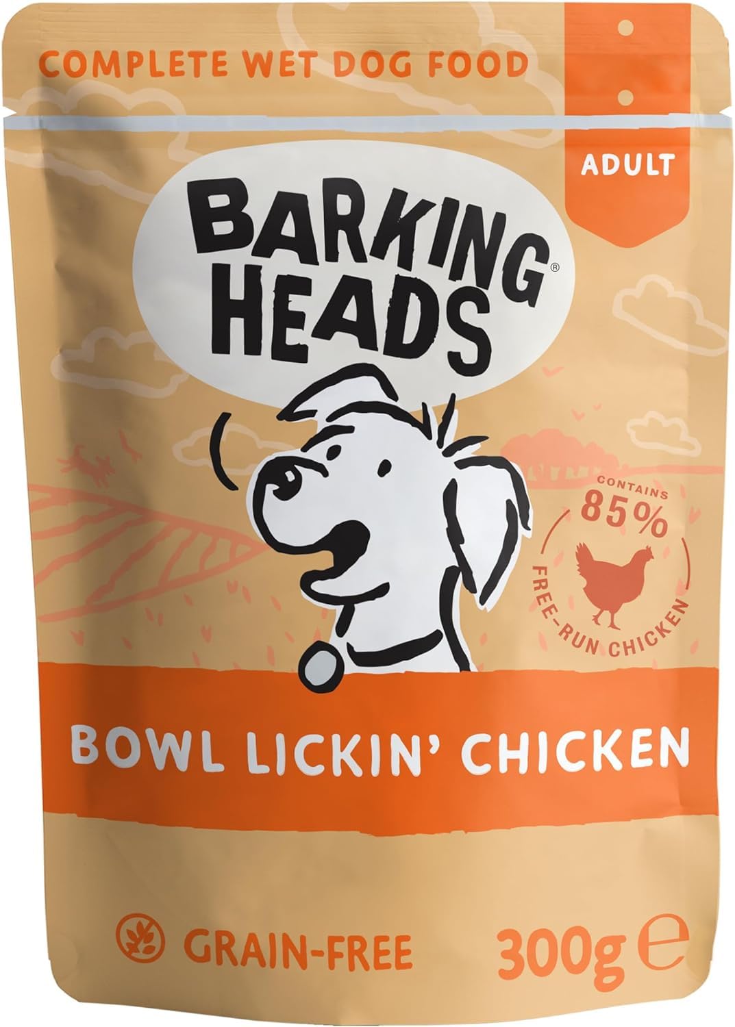 Barking Heads Wet Dog Food - Bowl Lickin' Chicken - No Artificial Flavours - Grain-Free Recipe (10 x 300 g)