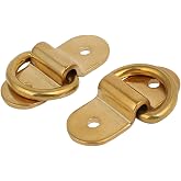 uxcell 4/5" D Ring Brass Surface-Mounted Tie Down Lashing Ring w Screws 2pcs