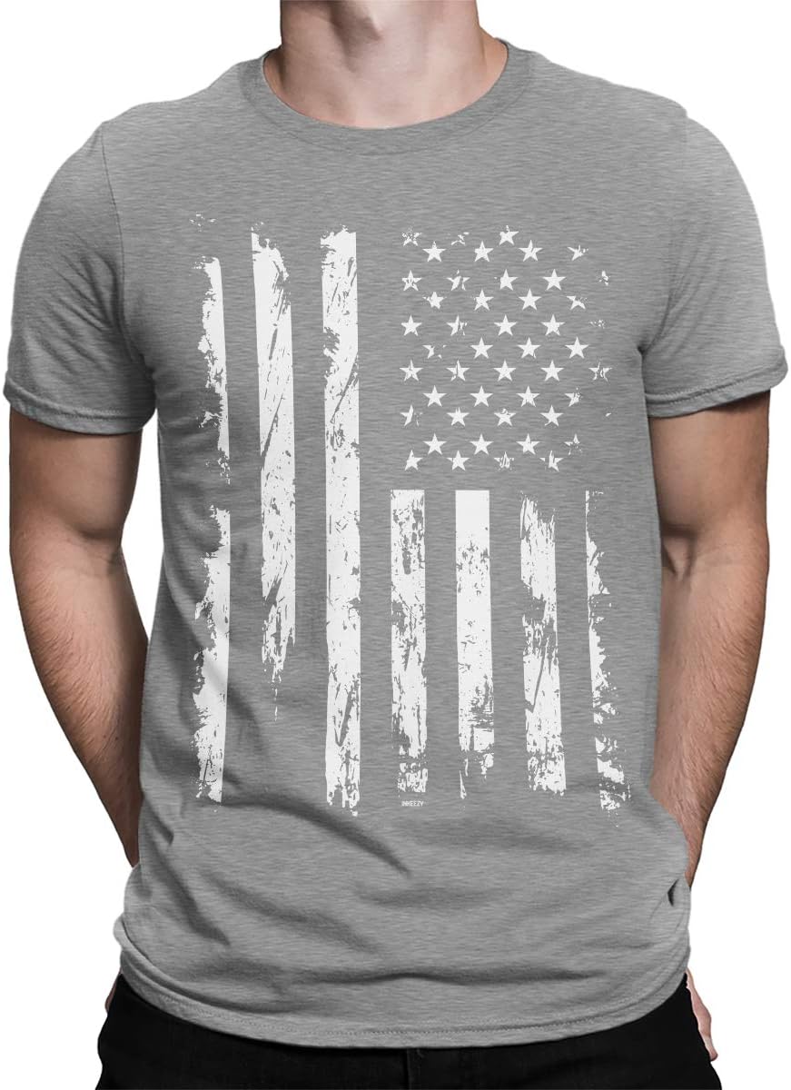 SpiritForged Apparel Distressed White USA Flag Men's T-Shirt
