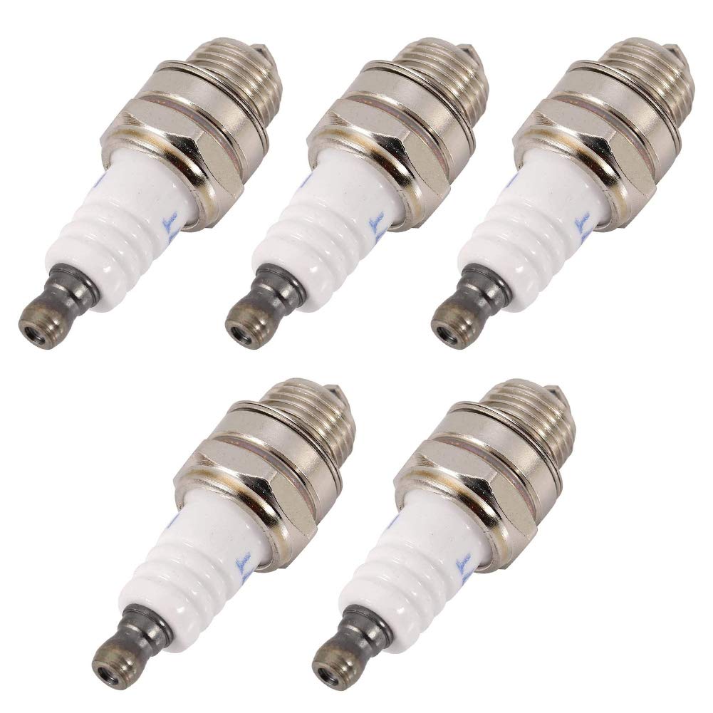 YUIP 5 Pack Spark Plug L7T Trimmer Spark Plug 2 Stroke Replacement Spark Plugs Garden Set for Many Models of ABS Plastic Strimmer Chainsaw Lawnmower Hedge Trimmer Cutter Replacement Accessories