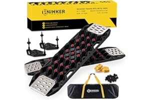 BUNKER INDUST Gen 11th Traction Boards with Mounting Kit, Pair Offroad Recovery Tracks with Jack Base for 4X4 Jeep Truck Tire Traction-Sand,Mud, Snow Ramps (Black)