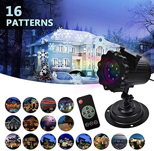 Christmas Lights Projector - [2018 Upgraded] Version 16 Patterns LED Projector Landscape lamp Remote Control and Waterproof - Perfect for Halloween or Christmas