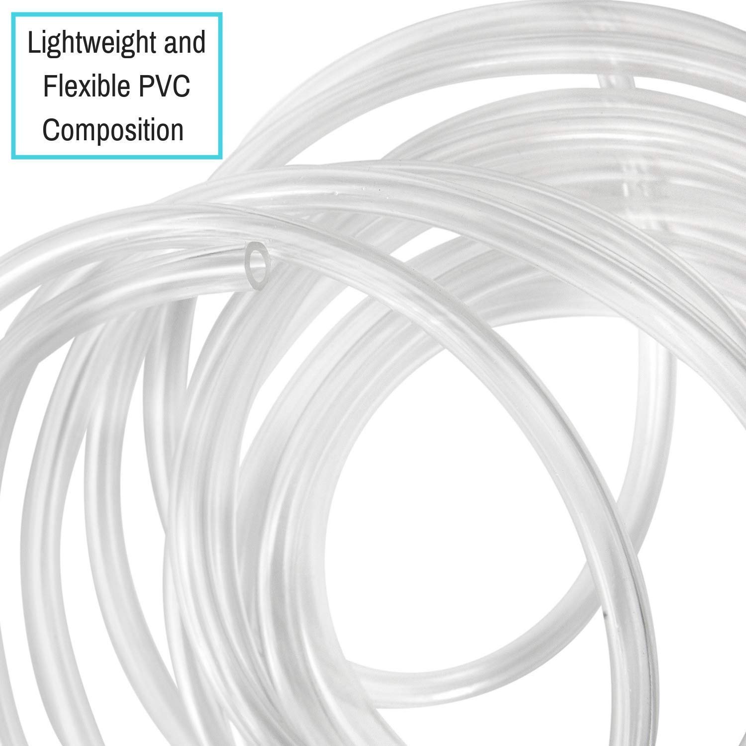 Houseables Plastic Flexible Tubes, Clear Tube, 50 Ft, 1/4" ID x 3/8" OD