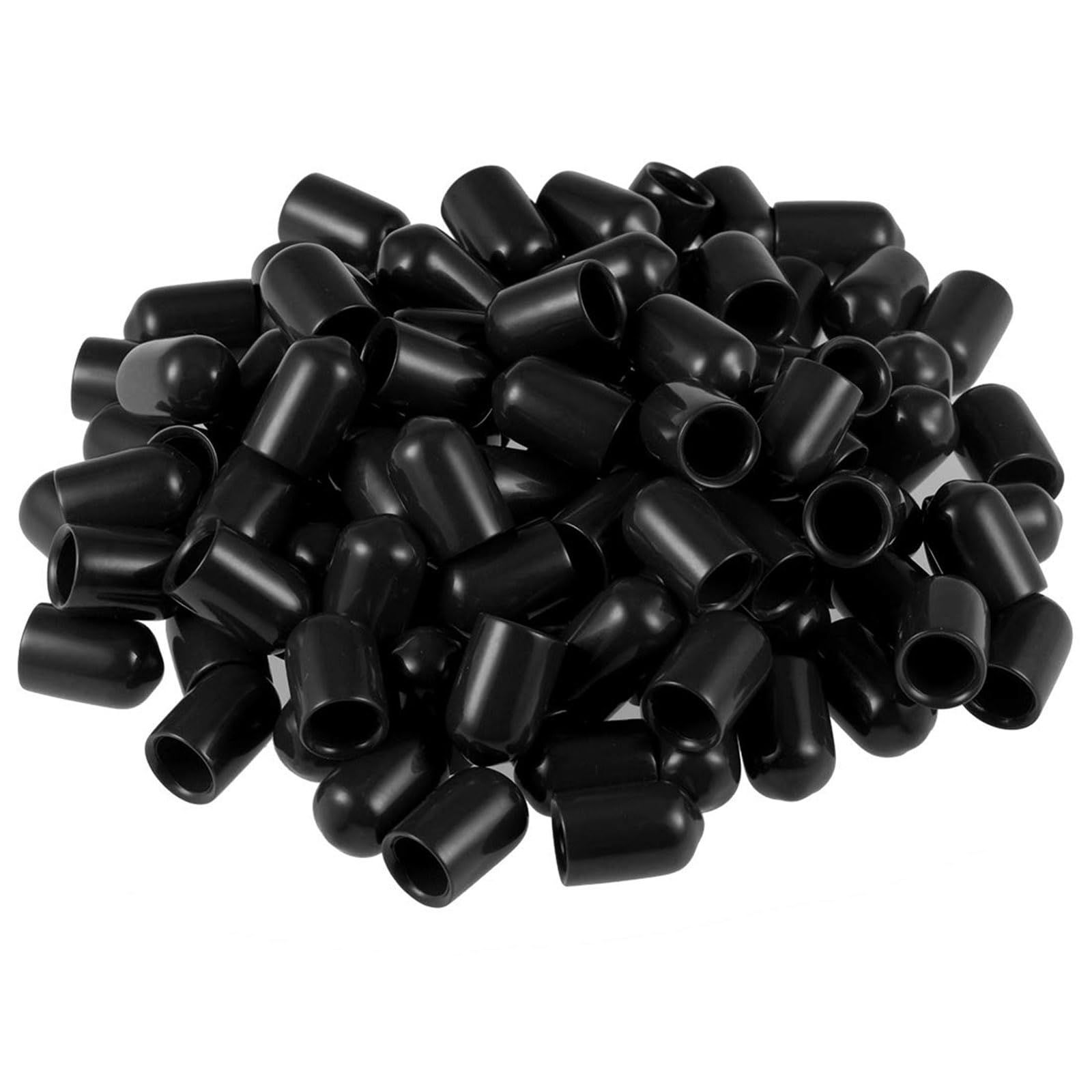 TA-VIGOR 100Pcs Rubber End Caps, 8mm ID Round Flexible Screw End Caps Thread Protectors, Black Vinyl Bolt Covers Rubber Covers for Screws, Tubes, Cables, Wires, etc