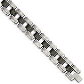 Sonia Jewels Stainless Steel Brushed & Polished with Black Ceramic Link Bracelet