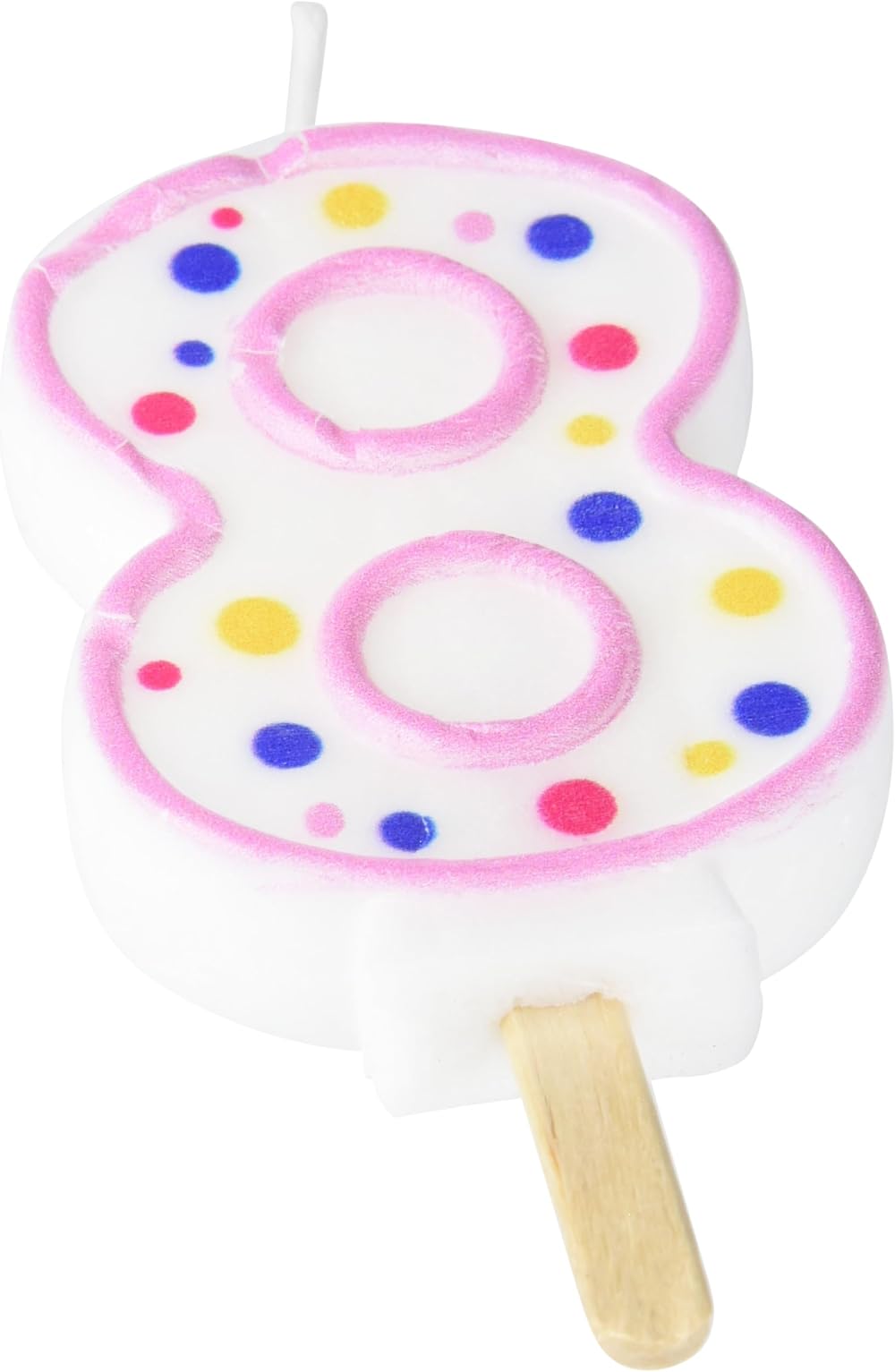 PME Pink Number 8 Candle 63 mm Cake Decoration with Stick