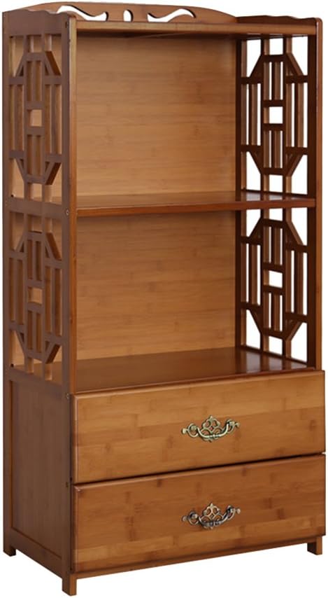 Amazon Com Bookshelf Chunlan Bamboo With Double Drawer Display