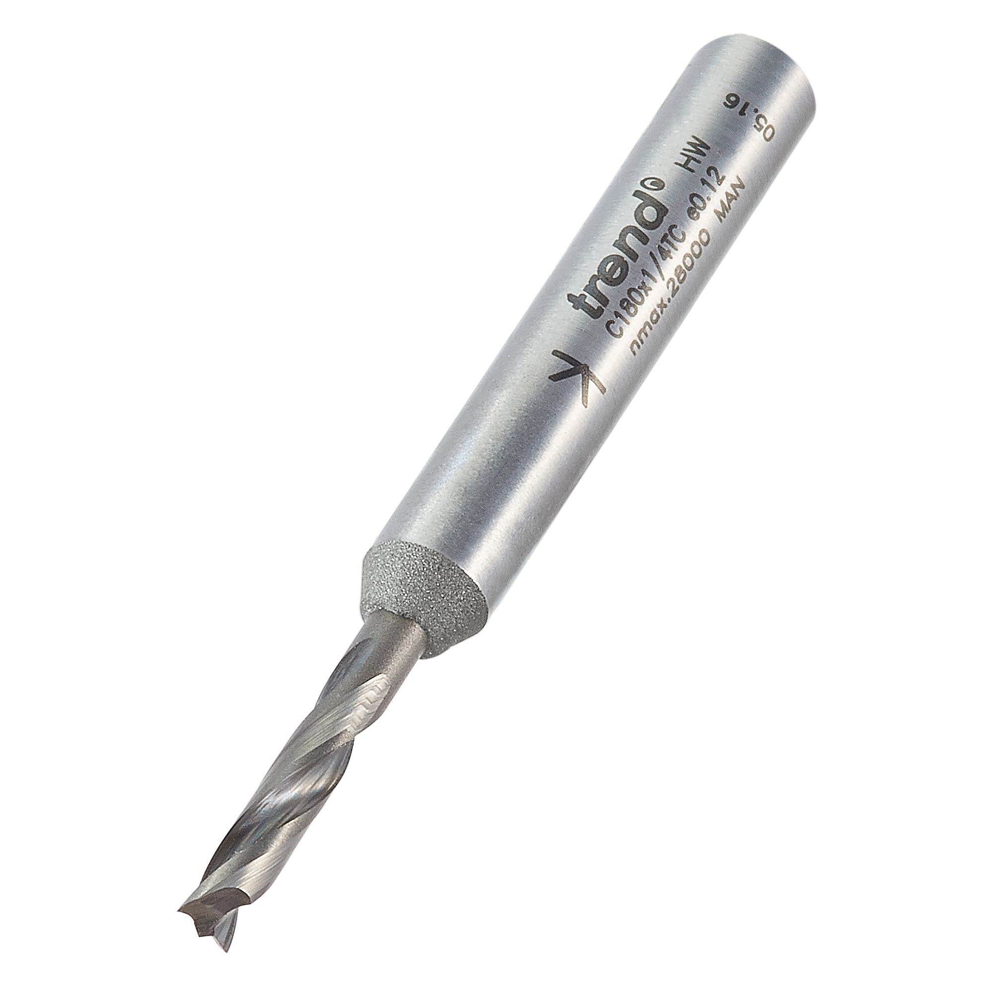 Trend CraftPro Dowel Drill Router Cutter, 1/4 Inch Shank, 3mm Cut Diameter & 14mm Cut Length, Tungsten Carbide Tipped, C180X1/4TC