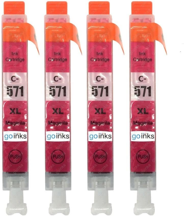 Go Inks 4 Magenta Ink Cartridges to replace Canon CLI-571M Compatible/non-OEM for PIXMA Printers, High Capacity