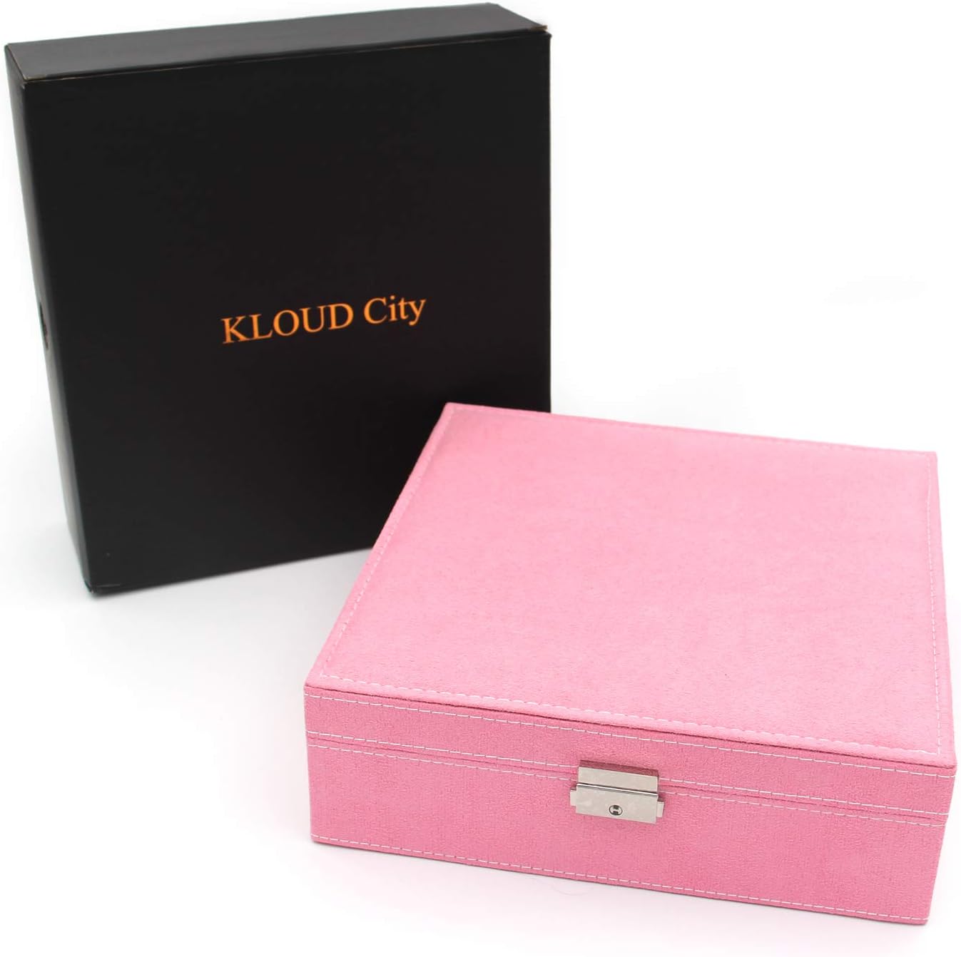 KLOUD City Two-Layer lint Jewelry Box Organizer Display Storage case with Lock (Blue): Home & Kitchen