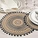 Lahome Mandala Print Round Placemat - Farmhouse Jute Table Mats with Pompom Tassel 11.8 Inch Place Mat for Dining Room Kitchen Table Decor (Set of 4, Black)