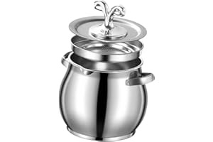 Bothyi Lard Container Can Stainless Steel Multi Purpose with Dustproof Lid Storage Jar Oil Strainer for Frying Camping Cookin