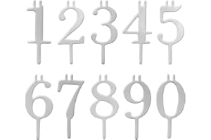 Reusable Number Birthday Candle Holder Set, Silver 0-9 Digital Cake Candle Holders Birthday Party Decorations for Cakes Anniv