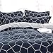 VM VOUGEMARKET Queen Duvet Cover Set Blue,Geometric Duvet Cover with 2 Pillow Shams,100% Cotton Diamond Bedding Set- Reversible,Luxurious,Comfortable,Breathable (Queen,Diamond)