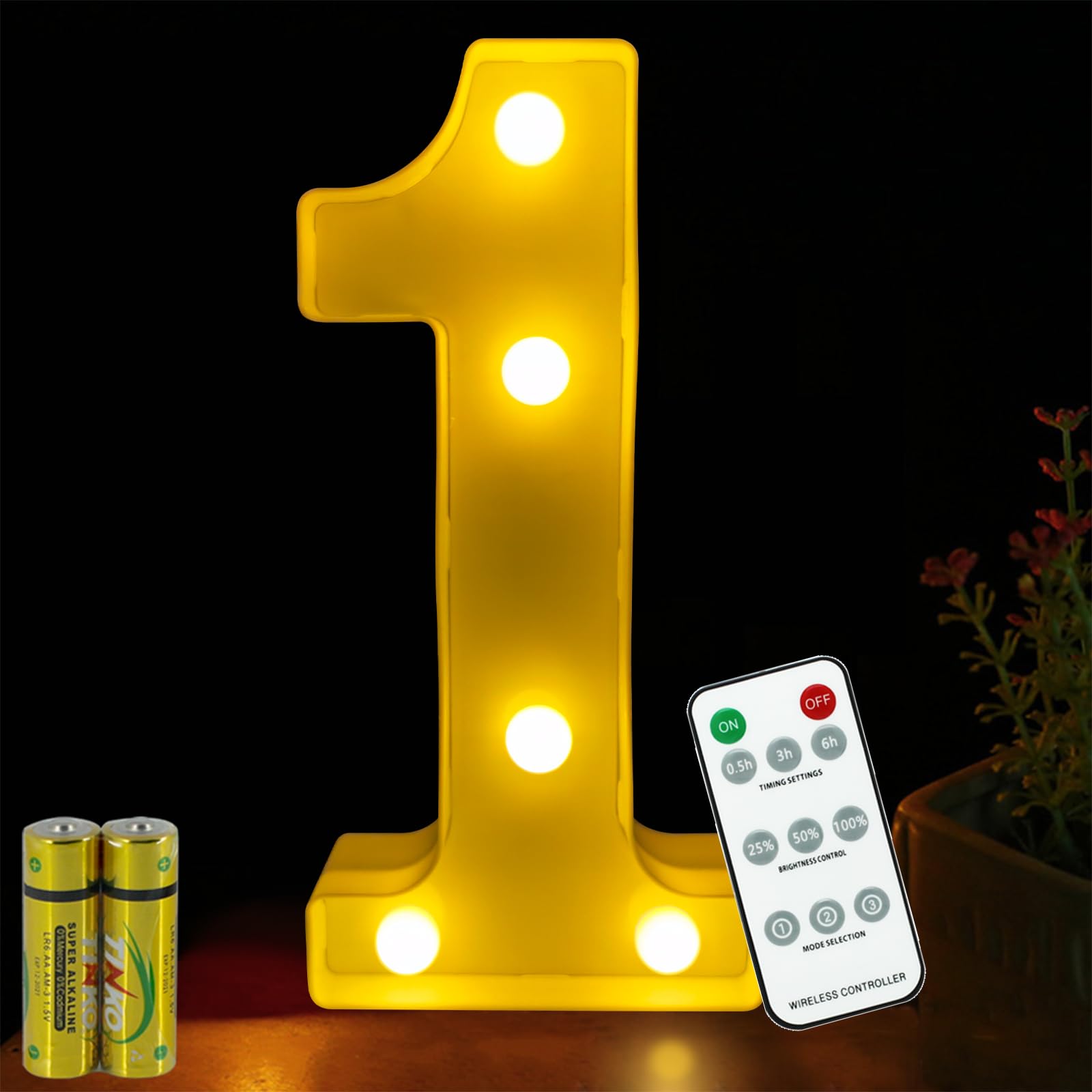HONPHIER LED Number Lights Remote Control Marquee Decoration Light Up Numbers Night Light Lights Sign for Home Party Wedding Anniversary Decor Battery Operated (1)