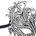 Coxeer Venetian Masquerade Mask Women's Swan Metal Filigree Laser Cut Mask (Black)