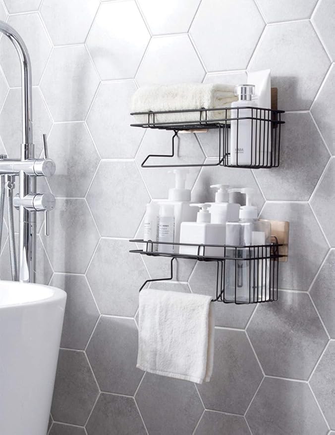 S&P Wall Mounted Self Adhesive Bathroom Shampoo Holder, Oil & Liquid Containers Holder Bath Wall