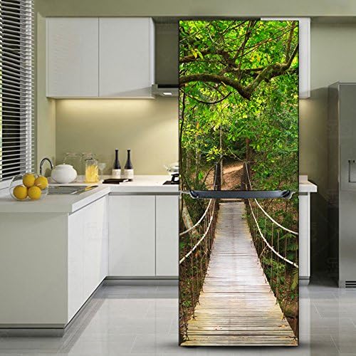 3D Door Fridge Sticker Closet Cover DIY Self Adhesive Removable Waterproof PVC Sticker For Refrigerator Covering Full Door Wall Decal Hallway Mural,60150CM