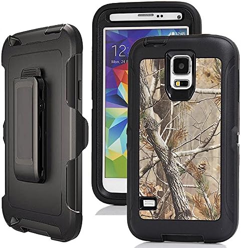 Galaxy S5 Case Camo,Harsel Defender Holster Heavy Duty Shockproof Dropproof Tree Design 3 layer Durable Protection Case w/Clear Screen Protector & Belt-clip for Samsung Galaxy S5 (Tree Black)