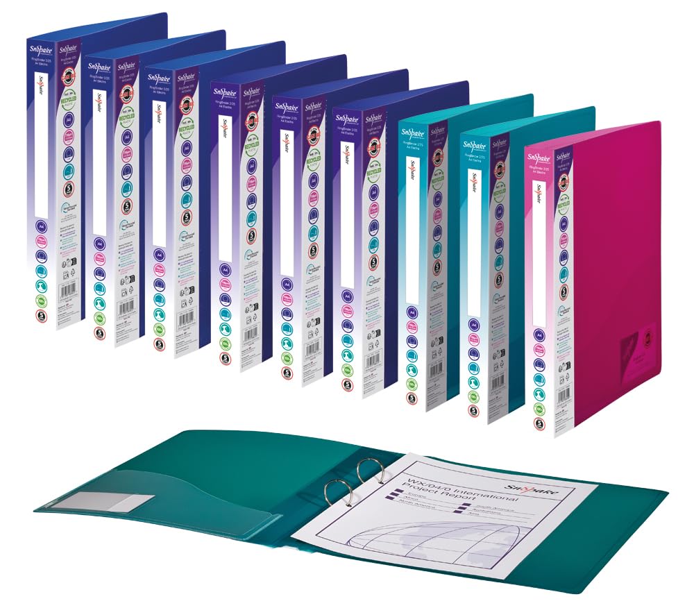 Snopake A4 2 O-Ring 25 mm RingBinder – Electra Assorted [Pack of 10] Ref: 10165