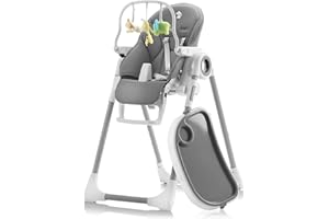 SWEETY FOX Baby High Chair Adjustable to 7 Different Heights - Foldable High Chairs for Babies and Toddlers - Silla para Comer de Bebe - Dark Grey