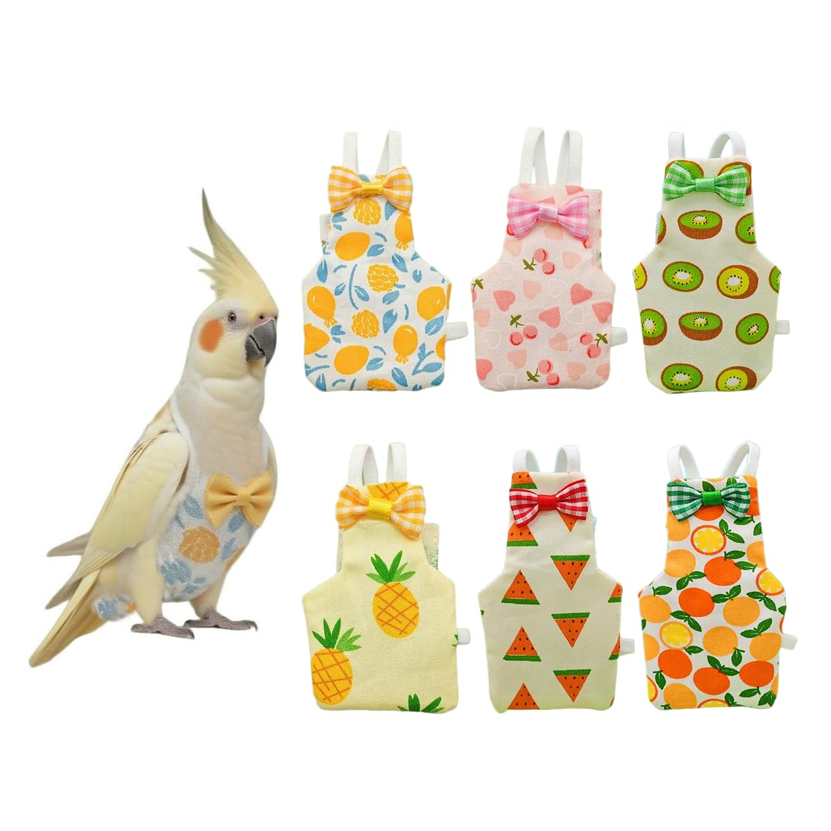 Photo 1 of Bird Diapers for Parrot, Cockatiels Conure Monk Parakeets Pigeon, Reusable Parrot Nappy, Bird Clothes for Parrots (Yellow, S, Count, 6)