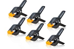 SLOW DOLPHIN Heavy Duty Spring Clamps Clip 4.5 Inch for Muslin/Paper Photo Studio Backdrops Background-6 Pack（Yellow & Black）