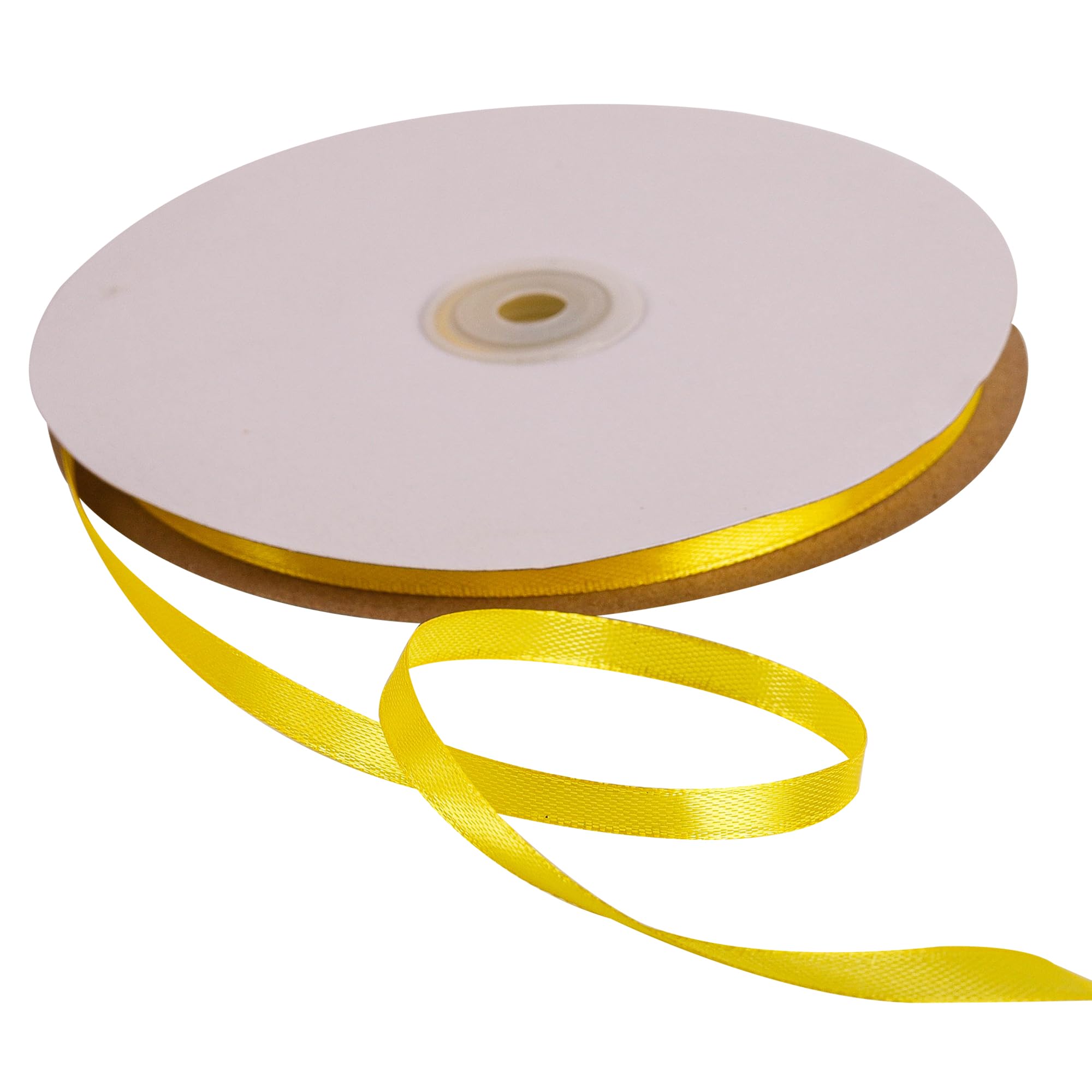 6mm Yellow Ribbon for Gift Wrapping 91M Wrapping String for Crafting Hair Bow Christmas Polyester Ribbon Cake Wedding Party Balloon Car Decoration