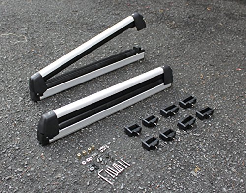 TMB Universal Ski Snowboard Extendable Carrier Rack Pair fits most Vehicles Equipped with Cross Bars