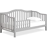 Dream On Me Austin Toddler Day Bed with Rails in Pebble Grey, Low to Floor Toddler Day Bed, Greenguard Gold & Baby Safety Alliance Certified, Non-Toxic Finishes, Side Safety Guard Rail