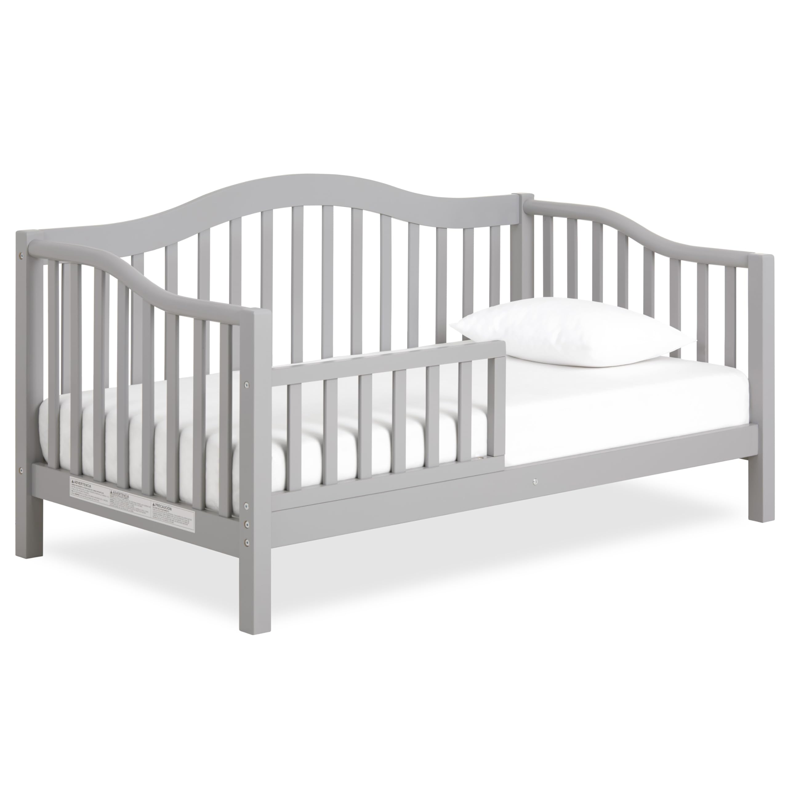 Dream On Me Austin Toddler Day Bed with Rails in Pebble Grey, Low to Floor Toddler Day Bed, Greenguard Gold & Baby Safety Alliance Certified, Non-Toxic Finishes, Side Safety Guard Rail Image