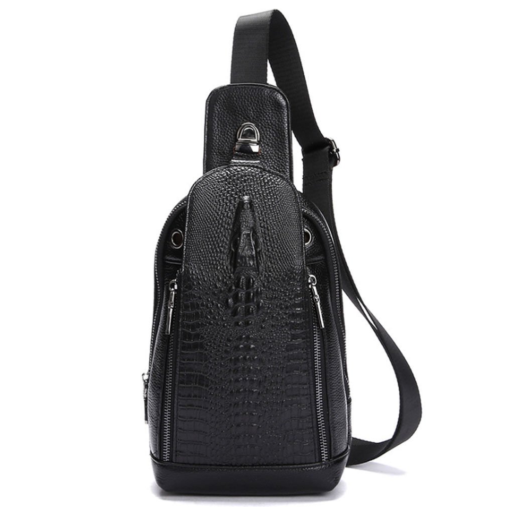 Vintage Leather Sling Chest Bag Crossbody Pack for Men Women Travel Outdoor Shoulder Pack Backpack Daypack