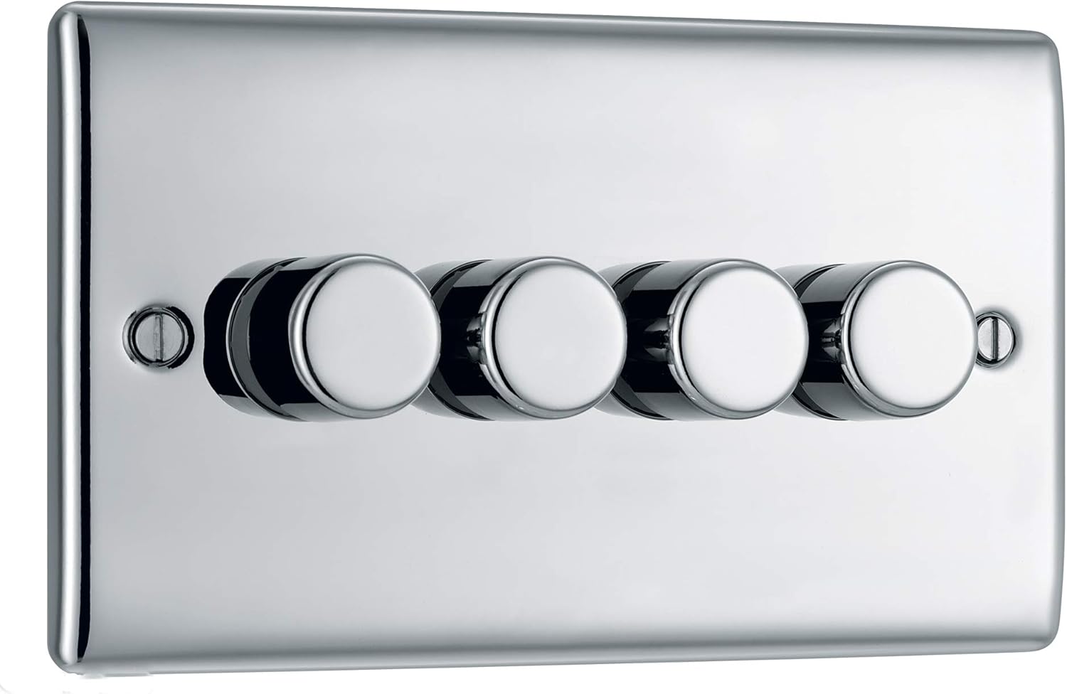 BG Electrical Quadruple Dimmer Light Switch, Brushed Steel, 2Way, 400 Watts