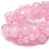 Chicager 10mm Natural Crystal Beads for Jewelry Making,Rose Quartz Polished Smooth Round Gemstone Beads for Bracelet Necklace 15 Inch