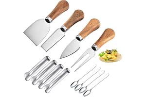 Cheese Knives Set with Wooden Handle, Mini Steel Stainless Cheese Knife Set for Charcuterie and Cheese Spread Mini Serving To