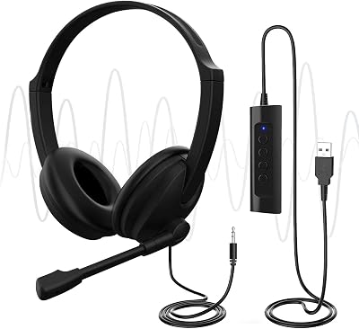 Venker LCL USB Headset with Microphone U17D 3m Noise Cancelling Stereo PC