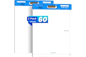 AILZFEI Flip Chart Paper for Teachers, Sticky Easel Pad 25 x 30 inches, Top & Center Adhesive Strips Large Self Stick Chart Paper 30 Sheets/Pad, 2 Pads, Resists Marker Bleed-Through
