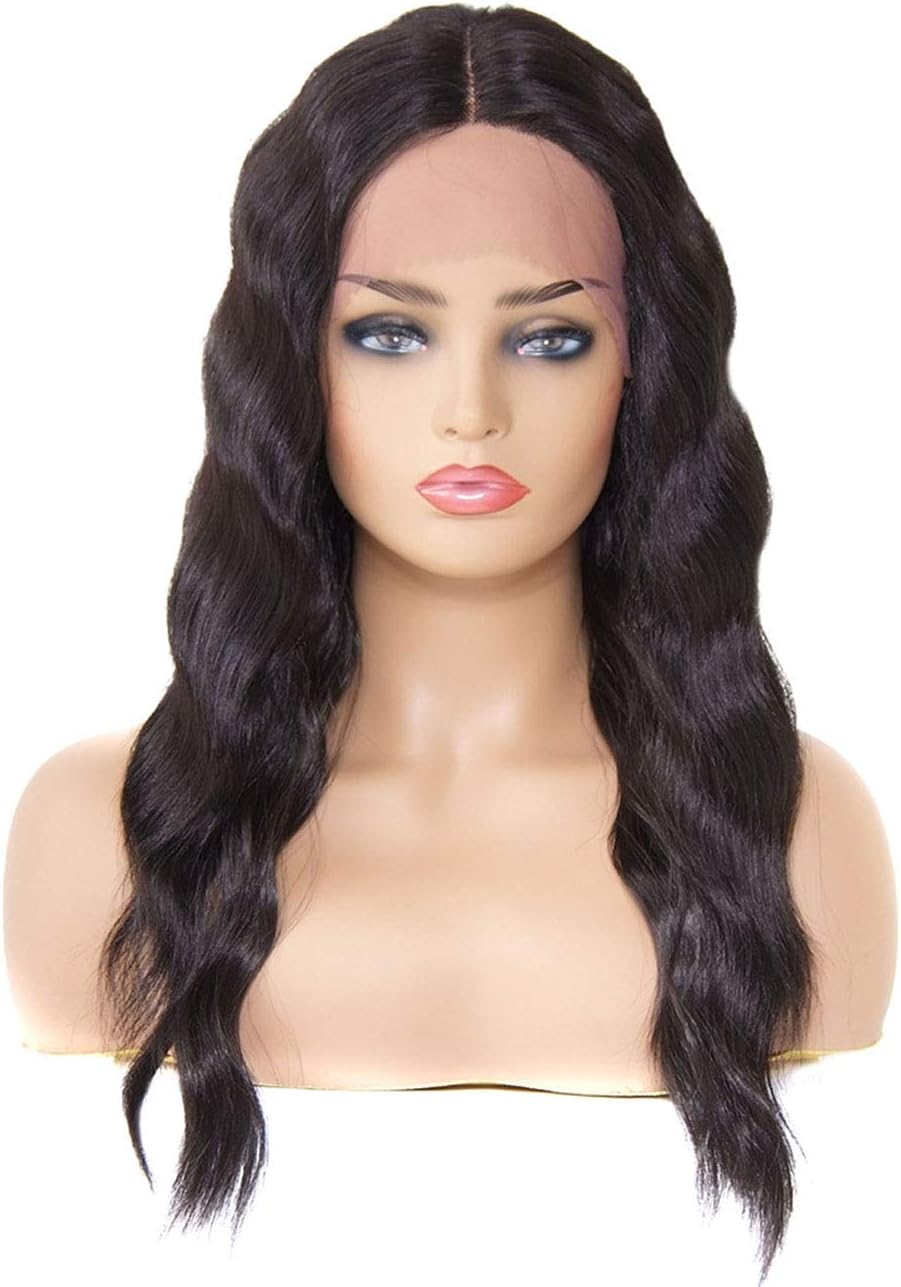 BuLaDou Glueless Lace Front Wigs Afro Synthetic Curly Wig Long Medium Natural Black Kinky Curly Wig For Black Women Pre Plucked Hairline with Baby Hair Heat Resistant Hair Wigs(Curly/1B/20 Inch)