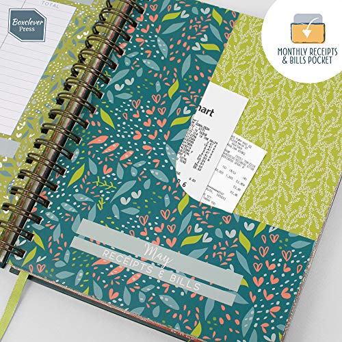 Boxclever Press Budget Planner - Check Out The Video! Measures 9.5" x 8". Start Any time. Monthly Income and Home Expenditure Tracker, Regular Bill Organizer, 13 Pockets for Receipts and Bills.
