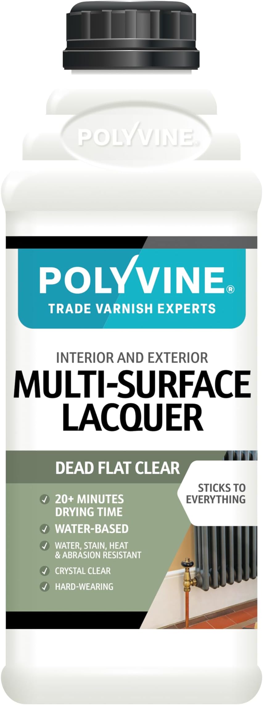 Polyvine Multi-Surface Lacquer Dead Flat Satin Gloss 1L Professional Quick Dry
