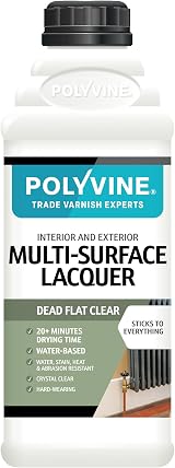Polyvine Multi-Surface Lacquer Dead Flat Satin Gloss 1L Professional Quick Dry