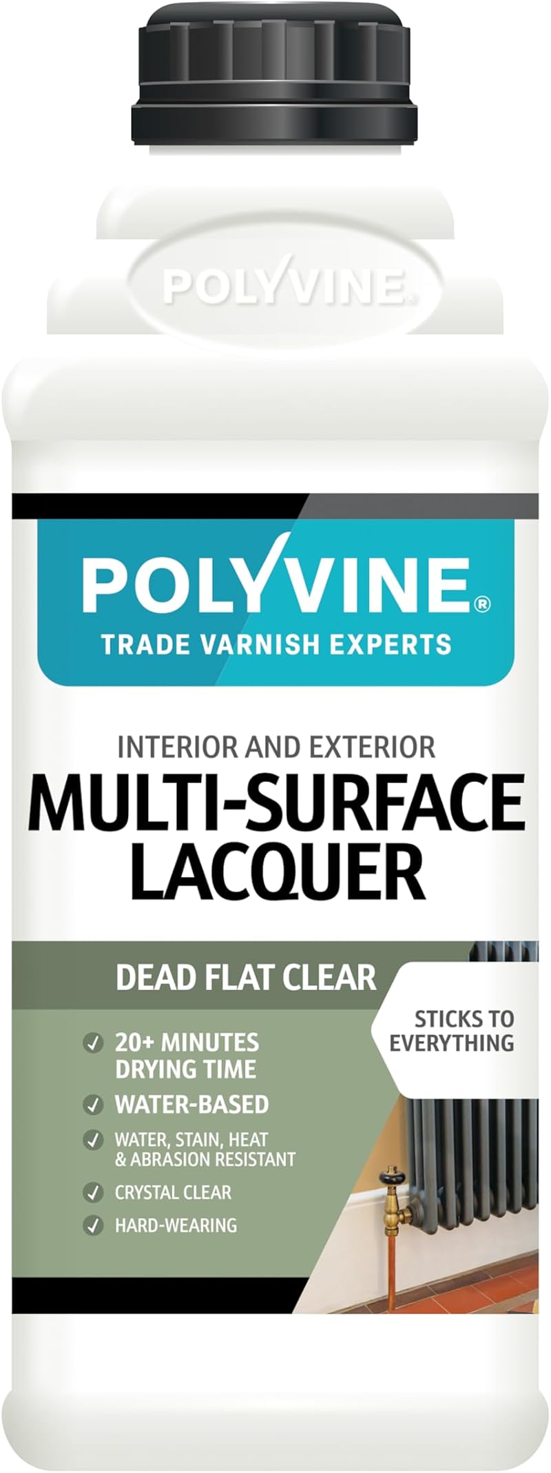 Polyvine Multi-Surface Lacquer Dead Flat Satin Gloss 1L Professional Quick Dry